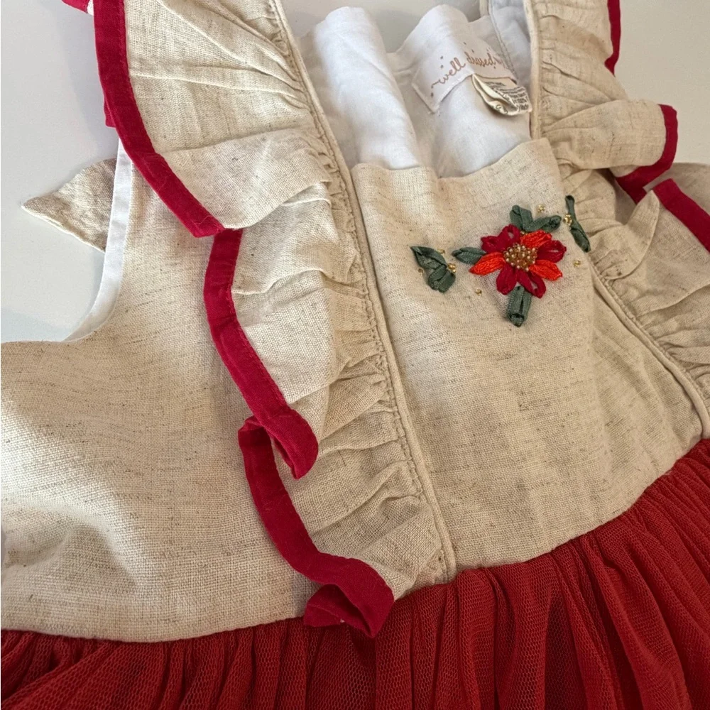 Well Dressed Wolf girl’s holiday Ruffled Dress with Shorts size 7 EUC - Picture 4 of 7